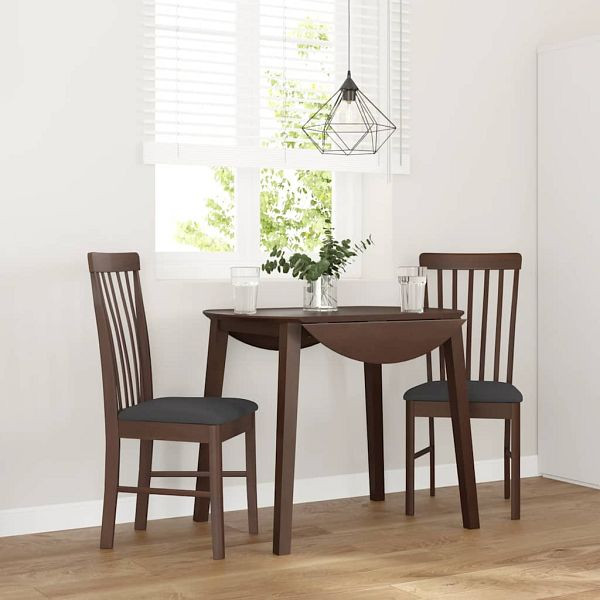 vidaXL Esszimmerstühle mit Kissen 2 Stk. Braun Massivholz Gummibaum, 4102500