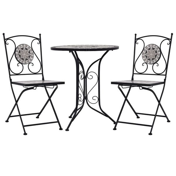 vidaXL 3-teilig Bistro-Set Mosaik Keramik Grau, 279690