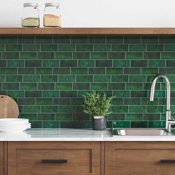 vidaXL U-Bahn-Fliese 50 pcs Dunkelgrün 29.4 x 21.4 cm, 42021238