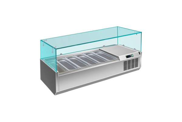 A&S Polarny Pizzakühlaufsatz mit Glasaufsatz 6x 1/3 GN, 1400x335x460 mm, PAK1400/380