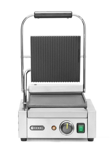 Hendi Kontaktgrill - Einzelversion oben gerillt, unten glatt, LxBxH: 310x370x210 mm, 263600
