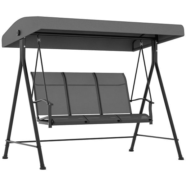 Outsunny Hollywoodschaukel, für 3 Personen, verstellbares Sonnendach, bis 240 kg, dunkelgrau, 200 x 133 x 176 cm, 84A-255