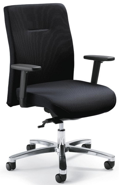 Deskin XXL-Drehstuhl BIG STAR 10, Fußkreuz Aluminium poliert, Bezug Stoff Basic W, Farbe schwarz, 277219