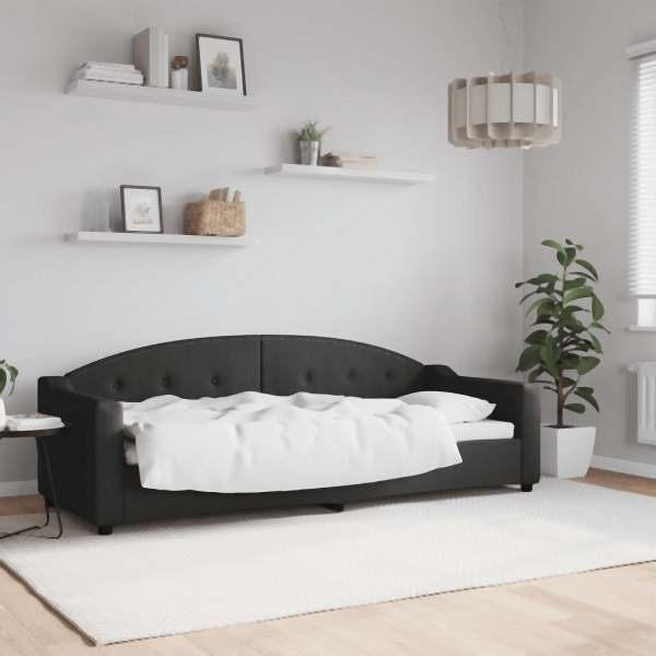 vidaXL Tagesbett Schwarz 80x200 cm Stoff, Massivholz, 354180