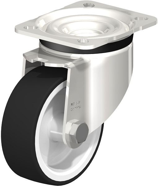 Blickle LKX-POTH 100G-1 Edelstahl-Schwerlast-Lenkrolle mit Anschraubplatte, Thermoplastisches Polyurethan, Grau, 754889