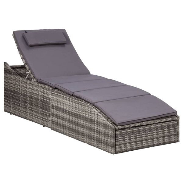 vidaXL Sonnenliege mit Auflage Poly Rattan Grau, 46540
