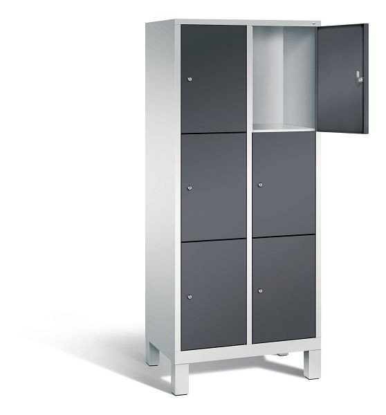 C+P Schließfachschrank Evolo, H1850xB810xT500mm, Farbe: Lichtgrau / Schwarzgrau, 48010-223 S10100