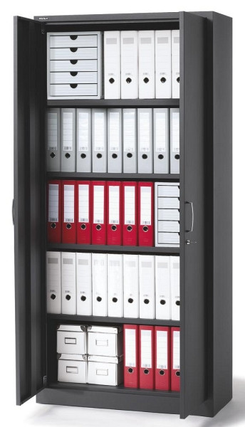 Deskin Flügeltürenschrank BASE L, Stahl, Korpus und Türen anthrazit, B 920 x H 1950 x T 420 mm, 221134