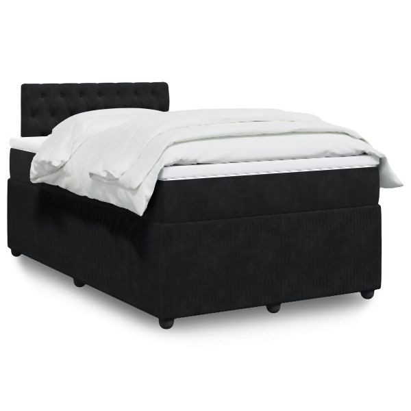 vidaXL Boxspringbett mit Matratze Schwarz 120x200 cm Samt, 3290018