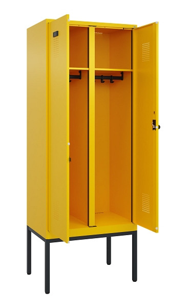 C+P Schwarz-Weiß-Spind Evolo PLUS, Gestell, 2 Abteile, 2120x800x500mm, 1023/1023, Drehriegel, 0490327-22 S10022