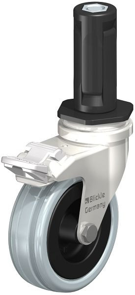 Blickle LRXA-VPA 75G-FI-EXR03 Edelstahl-Apparate-Lenkrolle mit Expander & Feststeller, Vollgummi, Grau, 856427