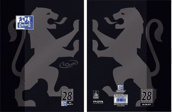 Oxford Collegeblock Touch LIN 28 - A4+, 80 Blatt, 90 g/qm, schwarz, 400121610