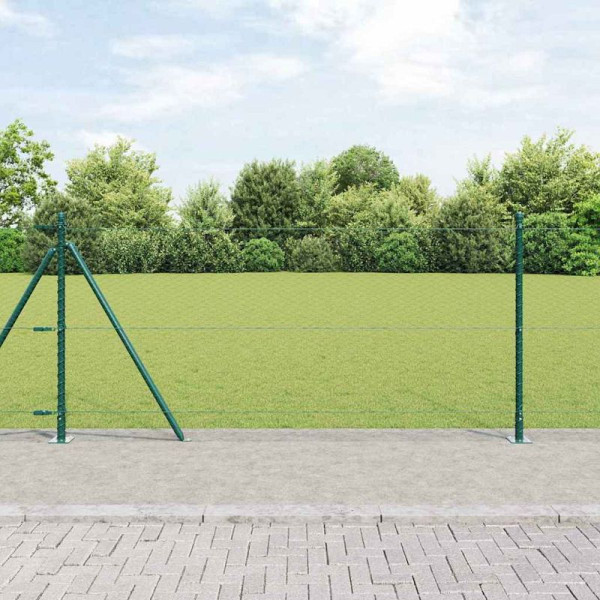 vidaXL Zaun mit Pfosten Grün 1 x 100 m PVC-beschichteter Stahl, 3353589