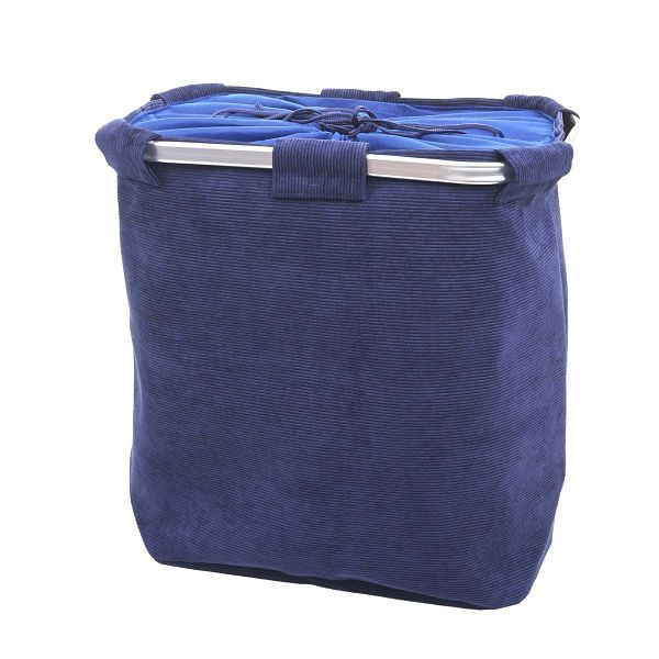 Mendler Wäschesammler HWC-C34, Laundry Wäschebox Wäschekorb Wäschebehälter mit Netz, 2 Fächer 56x49x30cm 82l, cord blau, 73199