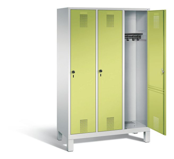 C+P Garderobenschrank Evolo, H1850xB1200xT500mm, Farbe: Lichtgrau / Viridingrün, 48010-32 S10308