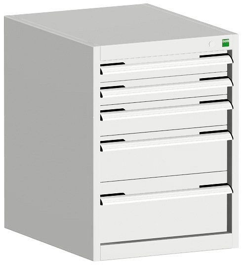 bott cubio Schubladenschrank bestückt mit 5 Schubladen BxTxH: 525 x 650 x 700 mm, RAL 7035, 40018027.16V