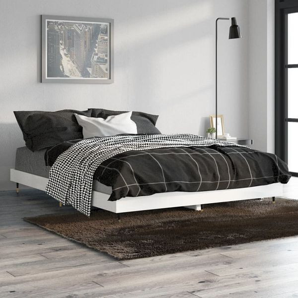 vidaXL Bettgestell Hochglanz-Weiß 140x190 cm Holzwerkstoff, 832175