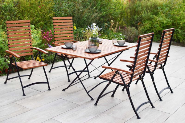 Merxx Schlossgarten Set 5-teilig, 4 Schlossgarten Klappsessel, 1 Schlossgarten Klappausziehtisch, 100 (150) x 90 cm, 50149-217