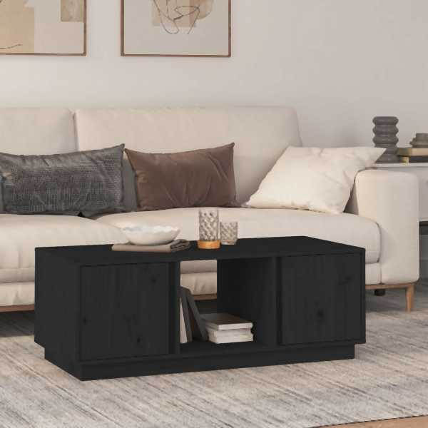 vidaXL Couchtisch Schwarz 110x50x40 cm Massivholz Kiefer, 814428