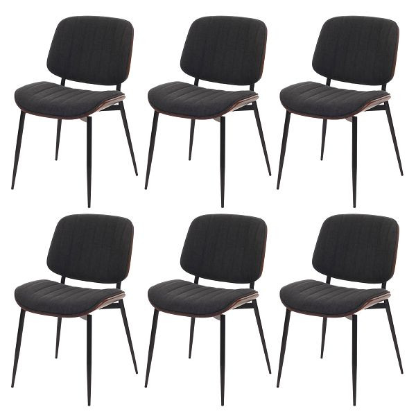 Mendler 6er-Set Esszimmerstuhl HWC-O44, Küchenstuhl Stuhl, Bugholz Stoff (370g/m²) Öko-Tex FSC®, Walnuss-Optik, dunkelgrau, 3x118203