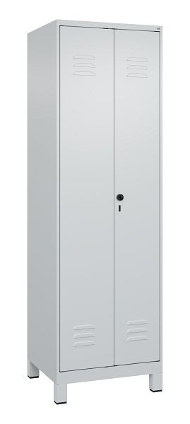 C+P Umkleidespind Classic PLUS SW, Füße, 2 Abteile, 1950x600x500mm, 7035/7035, Drehriegel, 080012-20 S10009