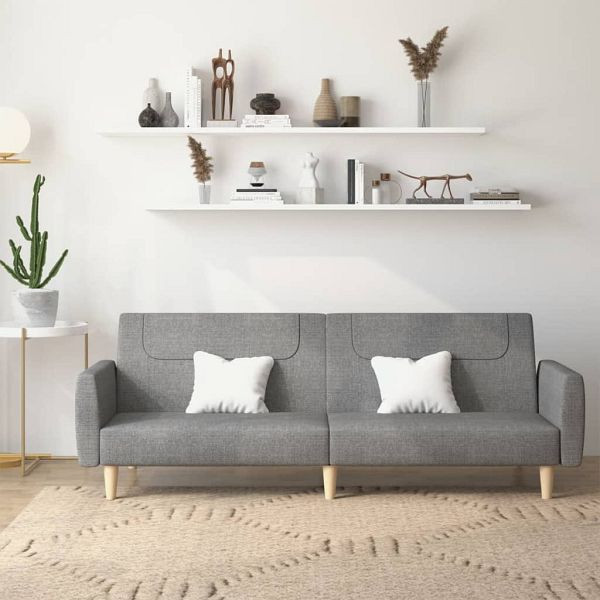 vidaXL Schlafsofa 2-Sitzer Hellgrau Stoff, 375784, 8721012379374
