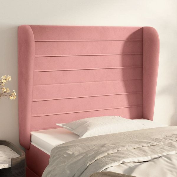 vidaXL Kopfteil mit Ohren Rosa 103x23x118/128 cm Samt, 3118143