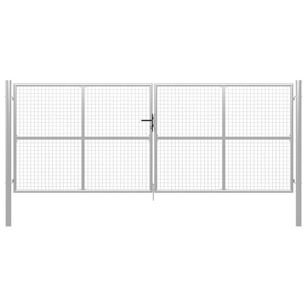 vidaXL Gartentor Verzinkter Stahl 415 x 200 cm Silbern, 144301