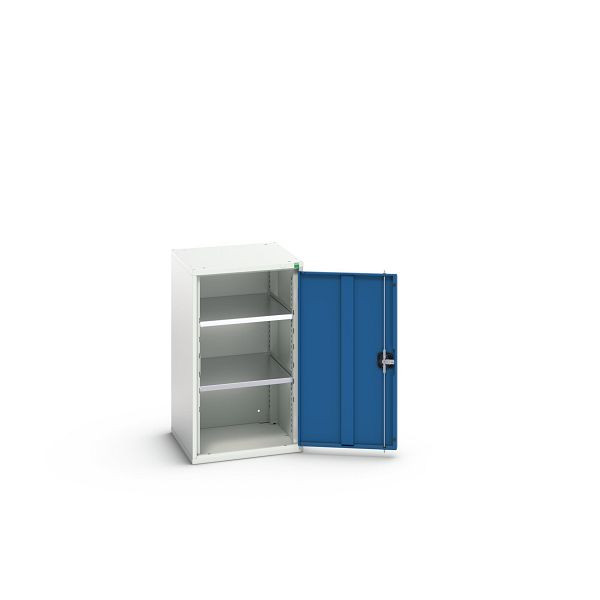 bott verso Flügeltürschrank, mit 2 Fachböden, BxTxH: 525 x 550 x 900 mm, Lichtgrau / Enzianblau, 16926047.11