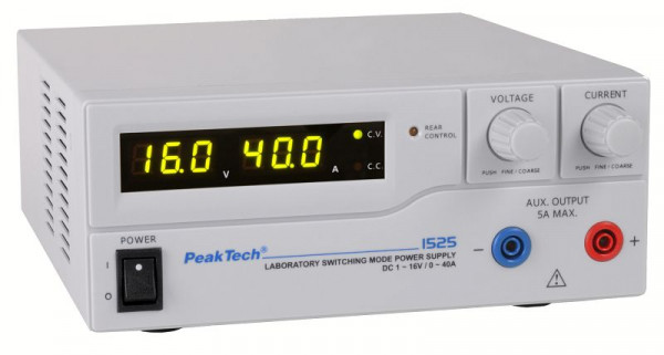 PeakTech DC Schaltnetzgerät, 1 - 16V / 0 - 40A, P 1525