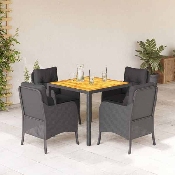 vidaXL 5-teilig Garten-Essgruppe mit Kissen Schwarz Poly Rattan, 3211867
