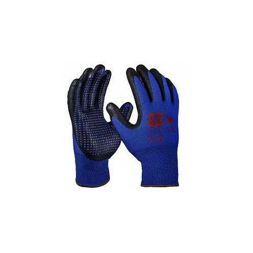 PRO FIT NI-Thermo Nitril-Feinstrickhandschuh, blau / schwarz, mit Punktbenoppung, Größe: 8, VE: 12 Paar, 31791-8