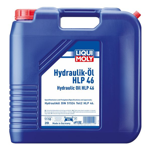 LIQUI MOLY Hydrauliköl HLP 46, Kanister Kunststoff, VE: 20 Liter, 1110