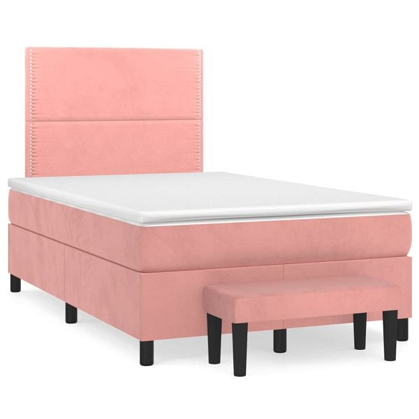 vidaXL Boxspringbett mit Matratze Rosa 120x190 cm Samt, 3270468