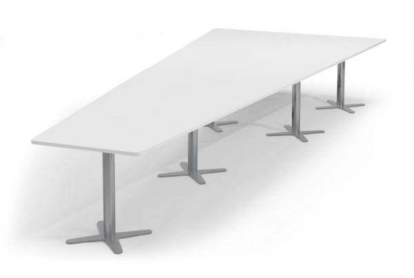 Deskin Konferenztisch DUBLIN, Dekor: Weiß, Gestellfarbe: Alusilber RAL 9006, BxHxT: 5000 x 735 x 2050 mm, 330306