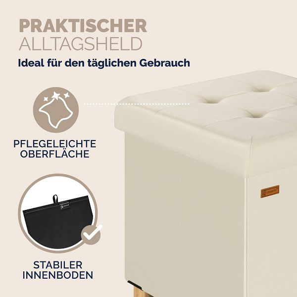 casaria Sitzhocker Beige Samt 42x38x38cm faltbar, 109922
