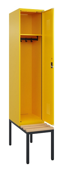 C+P Spind Evolo PLUS, 1 Abteile, 2120x400x815mm, 1023/1023, Haken 4, Zylinderschloss, Sitzfläche Buche-Hartholz, Sitzbank, 0490507-12 S10049