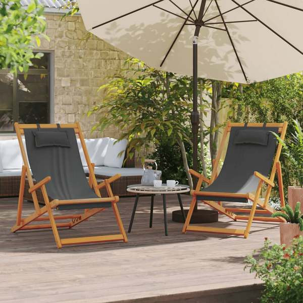 vidaXL Strandstühle 2 Stück Klappbar Grau Stoff, 3214482