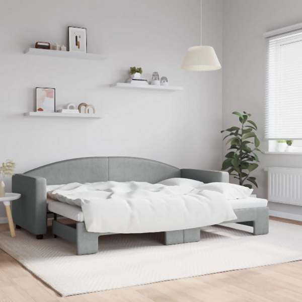vidaXL Tagesbett Ausziehbar Hellgrau 80x200 cm Stoff, 3197183