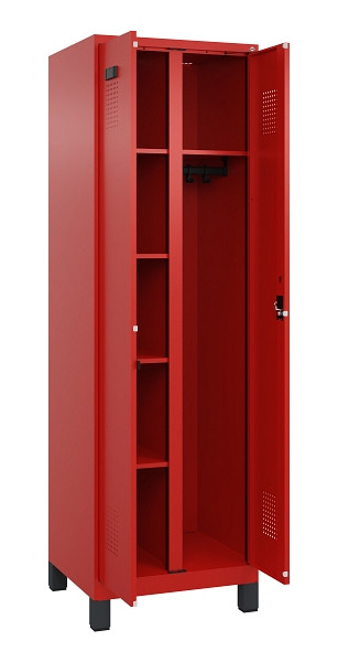 C+P Wäsche-/Garderobenspind Evolo PLUS, mit Füßen, 2 Abteile, 1950x600x500mm, 3, Frontfarbe RAL 3020 Verkehrsrot, Zylinderschloss, 049610-20 S10052