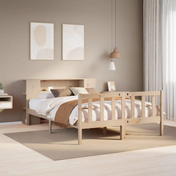 vidaXL Massivholzbett mit Regal ohne Matratze 120x190 cm Kiefer, 3321649