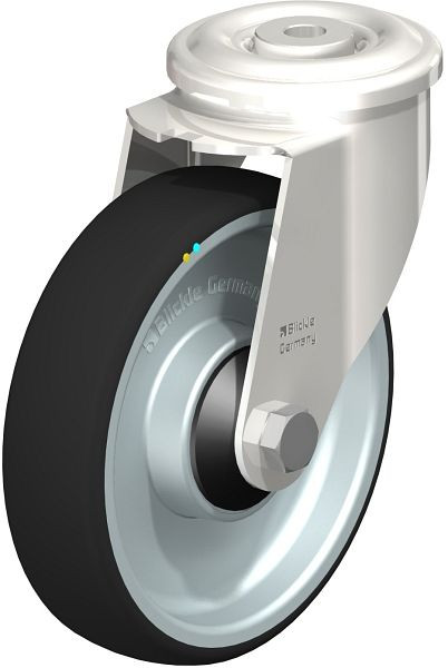 Blickle LEXR-PATH 160KD-ELS Edelstahl-Lenkrolle mit Rückenloch, Thermoplastisches Polyurethan, Grau, 853702