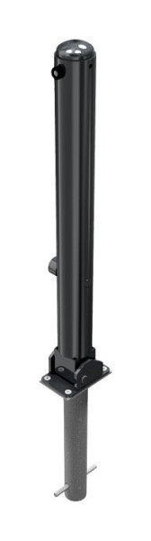 Schake Absperr-Stilpfosten Serie 480B Ø 82 mm, umlegbar, selbsteinrastende Verriegelung zum Einbetonieren, Dreikantverschluss, 480FUHB