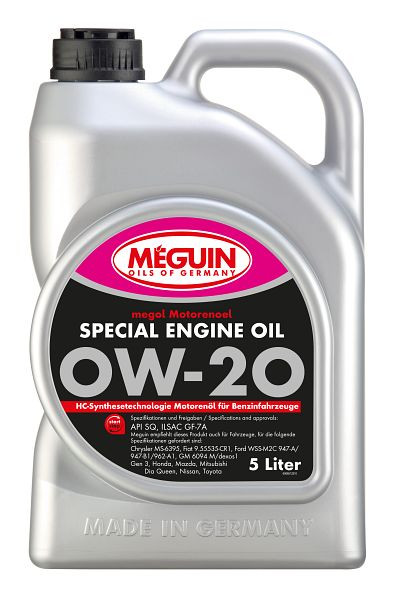 Meguin Motorenöl megol Special Engine Oil SAE 0W-20, Kanister Kunststoff, VE: 5 Liter, 6851