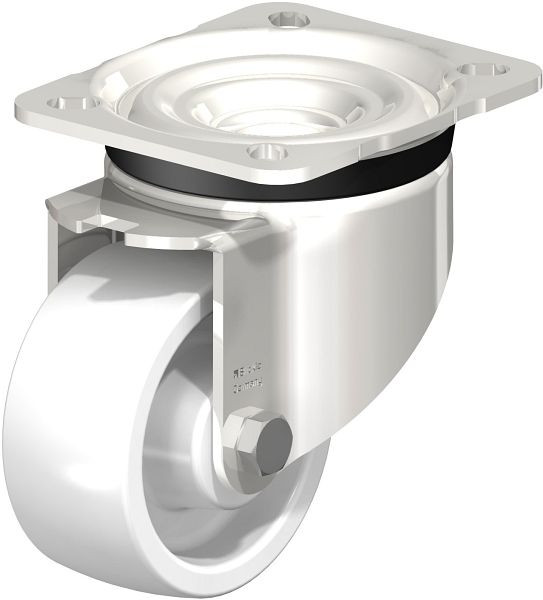 Blickle LKX-SPO 80G Edelstahl-Schwerlast-Lenkrolle mit Anschraubplatte, Polyamid, Weiß, 754917