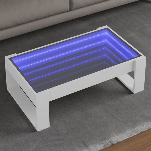 vidaXL Couchtisch mit Infinity-LED Weiß 90x53x30 cm, 847637