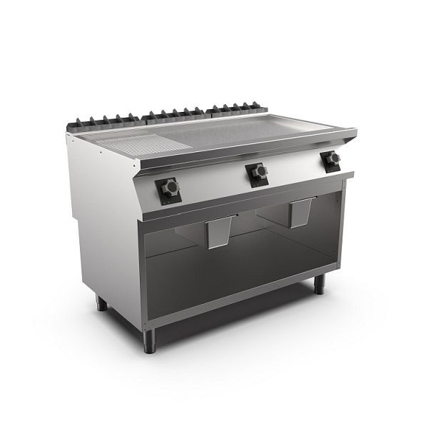 Mareno M1-900 Elektro-Bratplatte mit 2/3 glatter und 1/3 gerippter chromplatte, 120cm, 1200(B)x920(T)x900(H)mm, FT912EMCG, 191.264