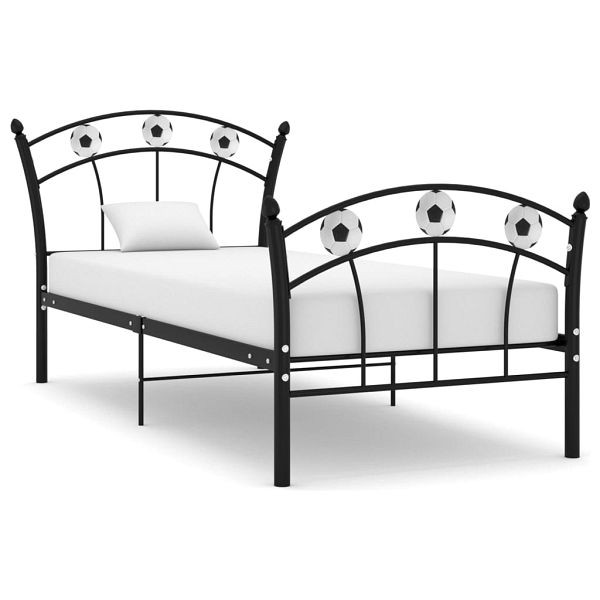 vidaXL Einzelbett mit Fußball-Design Schwarz Metall 90x200 cm, 324744