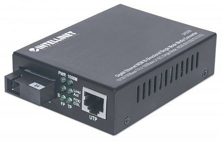 INTELLINET Gigabit Ethernet WDM bidirektionaler Singlemode Medienkonverter, WDM (RX1550/TX1310), 545068