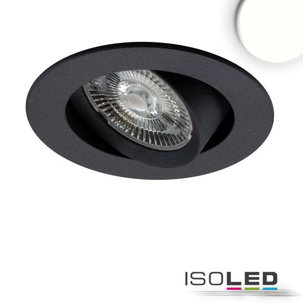 ISOLED LED Einbauleuchte Slim68 MiniAMP schwarz, rund, 8W, 24V DC, neutralweiß, dimmbar, 114890